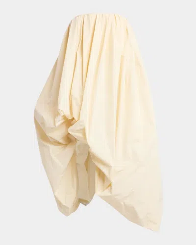 Jil Sander Strapless Asymmetric Draped Balloon Midi Dress In Neutral
