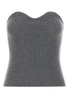 Jil Sander Strapless Ribbed Wool-blend Bustier Top In Gray