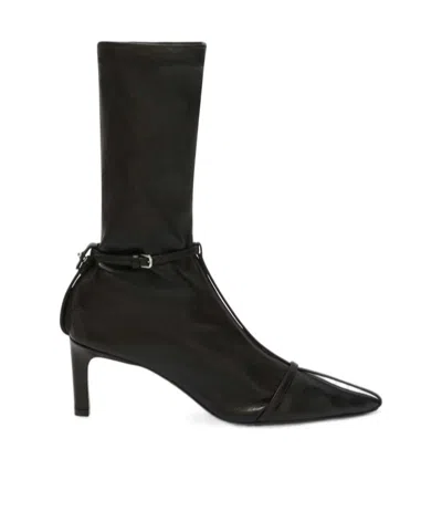 Jil Sander Stivaletto Trunk Nylon T-strap Booties In Black