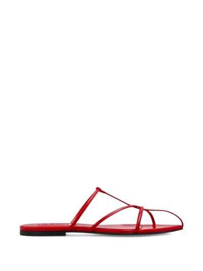 Jil Sander Strappy Flat Sandals In Red