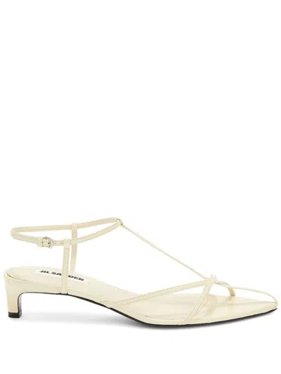 Jil Sander 45 Leather Sandals In Beige