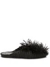 Jil Sander Slipper Mit Strohverzierung In Schwarz