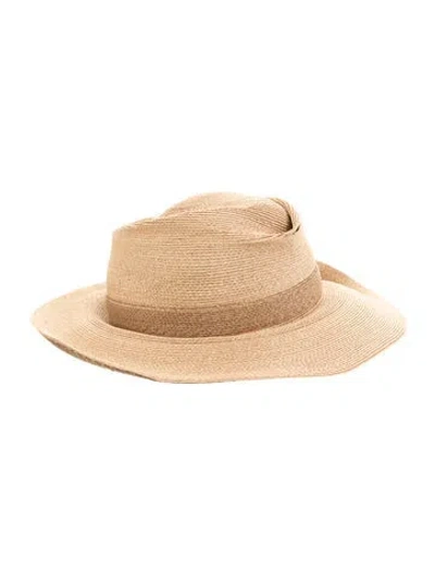Pre-owned Jil Sander Straw Fedora Hat In Neutrals