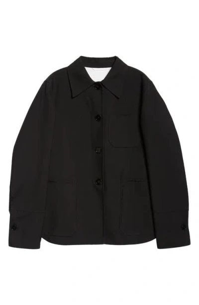 Jil Sander Stretch Cotton Shirt Jacket In Black