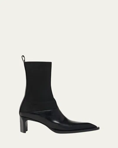 JIL SANDER STRETCH LEATHER ANKLE BOOTIES