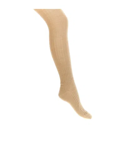 Jil Sander Stretched Ribbed Tights In Brown