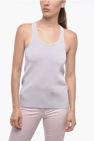 Jil Sander Stretchy Tank Top With Embossed Detail In Pink
