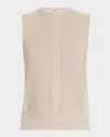 Jil Sander Stripe Knit Crewneck Vest In Chalk