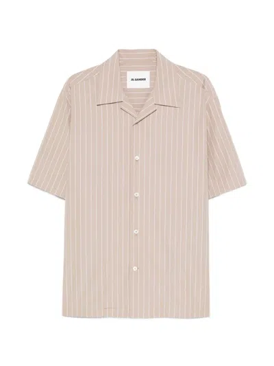 Jil Sander Stripe-pattern Short-sleeve Shirt In Neutral