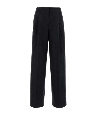 Jil Sander Striped Casual Trousers In Black
