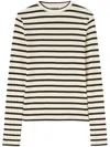 Jil Sander Fine Ribbed Off-white And Black Crew Neck Sweater In Neutral