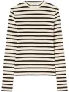 Jil Sander Fine Ribbed Off-white And Black Crew Neck Sweater In Neutral