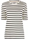 Jil Sander Black And White Knitted Striped T-shirt In Cotton Woman In 中性色