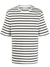 Jil Sander Black And White Striped Short Sleeve T-shirt In Beige