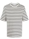 Jil Sander Black And White Striped Short Sleeve T-shirt In Beige