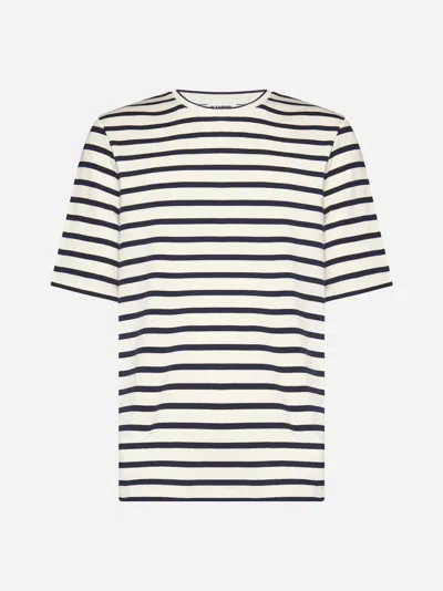 Jil Sander Striped Cotton T-shirt In Mariniere