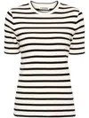 Jil Sander Black And White Knitted Striped T-shirt In Cotton Woman In Neutrals