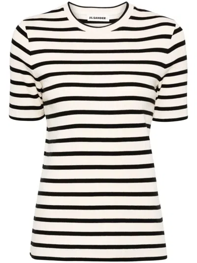 JIL SANDER STRIPED COTTON T-SHIRT