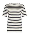 Jil Sander Black And White Knitted Striped T-shirt In Cotton Woman In White