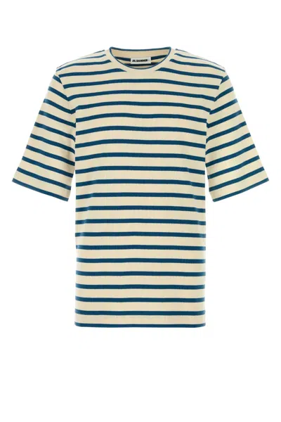 Jil Sander Striped Cotton T-shirt In Cream