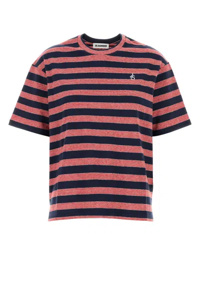 Jil Sander Striped Cotton T-shirt In Red