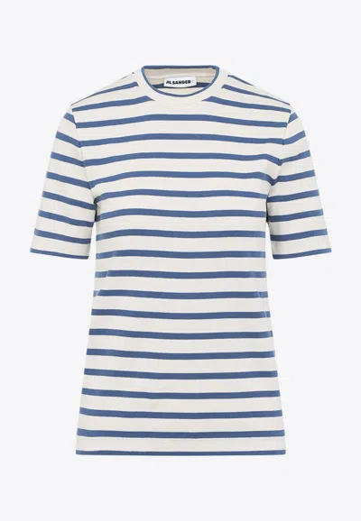Jil Sander Striped Crewneck T-shirt In White