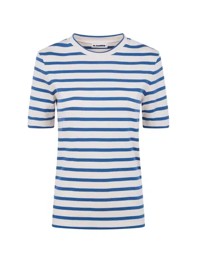 Jil Sander Striped Crew-neck T-shirt In Blue