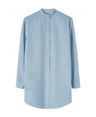 Jil Sander Striped Logo-patch Cotton Shirt In Blue