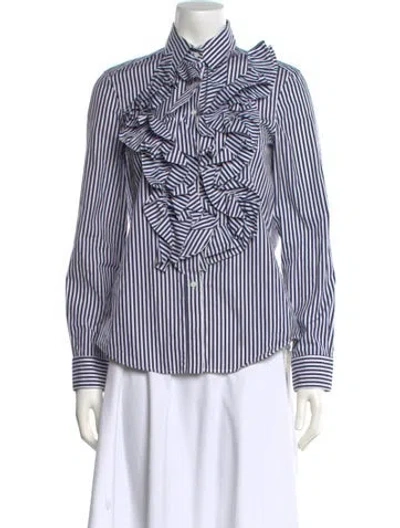 Pre-owned Jil Sander Striped Long Sleeve Button-up Top In Blue