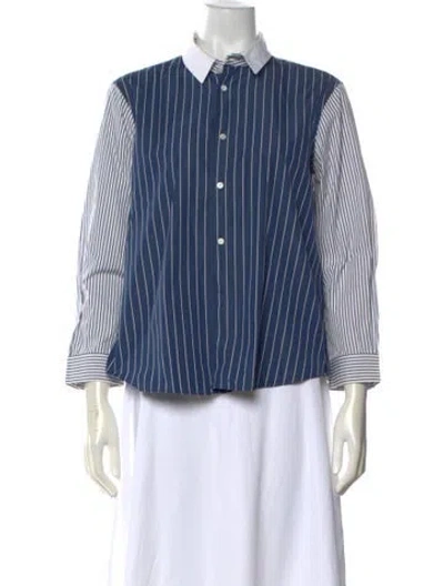 Pre-owned Jil Sander Striped Long Sleeve Button-up Top In Blue