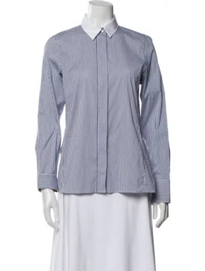 Pre-owned Jil Sander Striped Long Sleeve Button-up Top In Blue