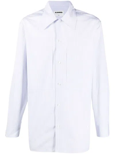 Jil Sander Logo-embroidered Striped Shirt In White