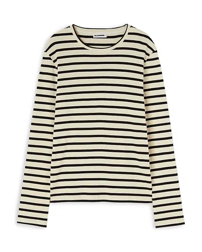Jil Sander Striped Long Sleeve Tee In Gray