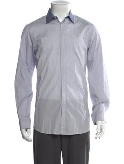 Pre-owned Jil Sander Striped Long Sleeve Tuxedo Shirt In Blue