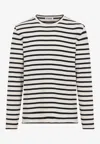 Jil Sander Navy & Off-white Striped Long Sleeve T-shirt