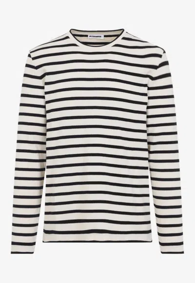 JIL SANDER STRIPED LONG-SLEEVED TOP