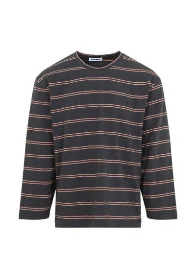 Jil Sander Logo-embroidered Striped Cotton-jersey T-shirt In Animal Print