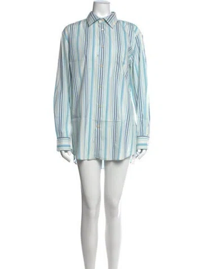 Pre-owned Jil Sander Striped Midi Length Dress In Blue