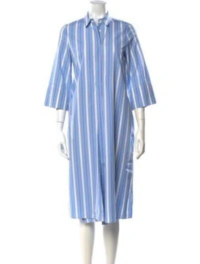 Pre-owned Jil Sander Striped Midi Length Dress In Blue/white