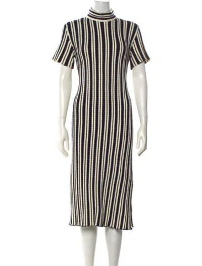 Pre-owned Jil Sander Striped Midi Length Dress In Grey/metallic