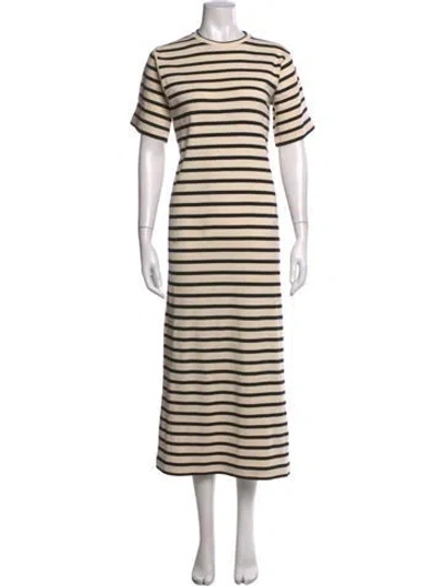 Pre-owned Jil Sander Striped Midi Length Dress In Neutrals