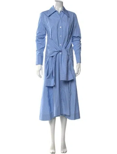 Pre-owned Jil Sander Striped Midi Length Dress W/ Tags In Blue