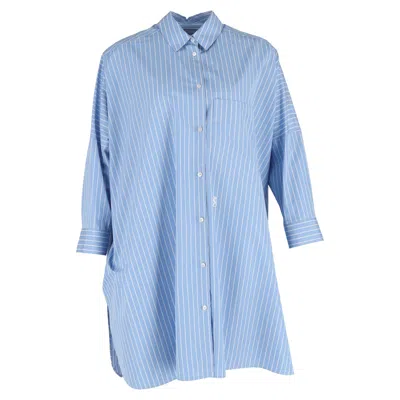 Jil Sander Striped Shirt In Light Blue Cotton