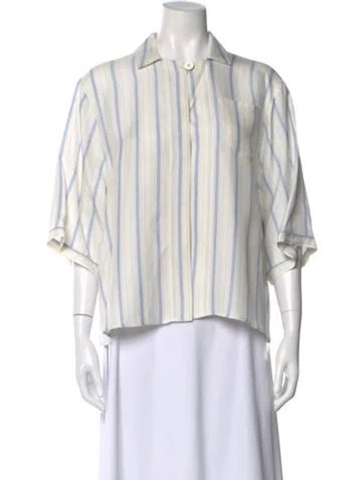 Pre-owned Jil Sander Striped Short Sleeve Blouse In Neutral