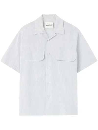 Jil Sander Striped Short-sleeve Cotton Shirt In White