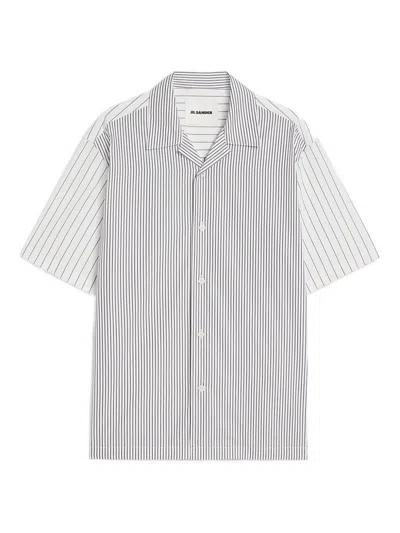 Jil Sander Striped Cotton Short-sleeved Shirt In Gray