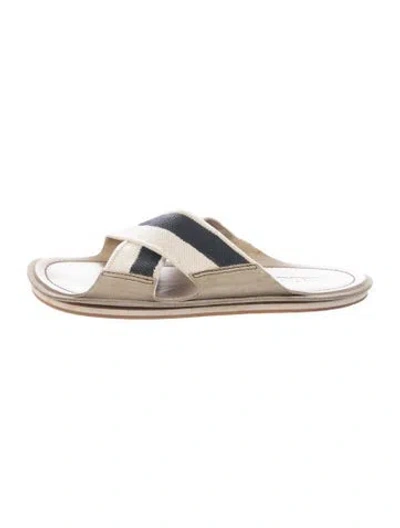 Pre-owned Jil Sander Striped Slides In Neutral