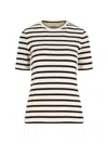 Jil Sander Black And White Knitted Striped T-shirt In Cotton Woman