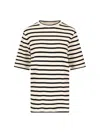 Jil Sander Black And White Knitted Striped T-shirt In Cotton Woman In Beige