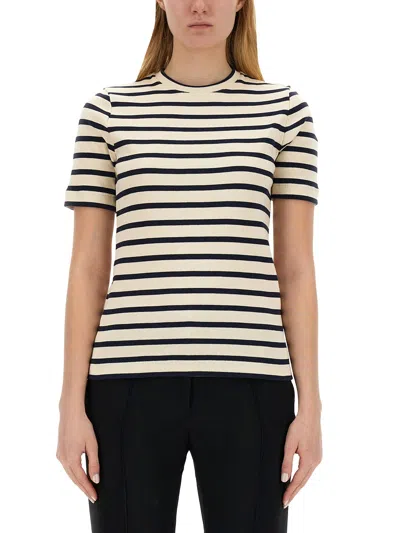 Jil Sander Striped T-shirt In Bianco/blu